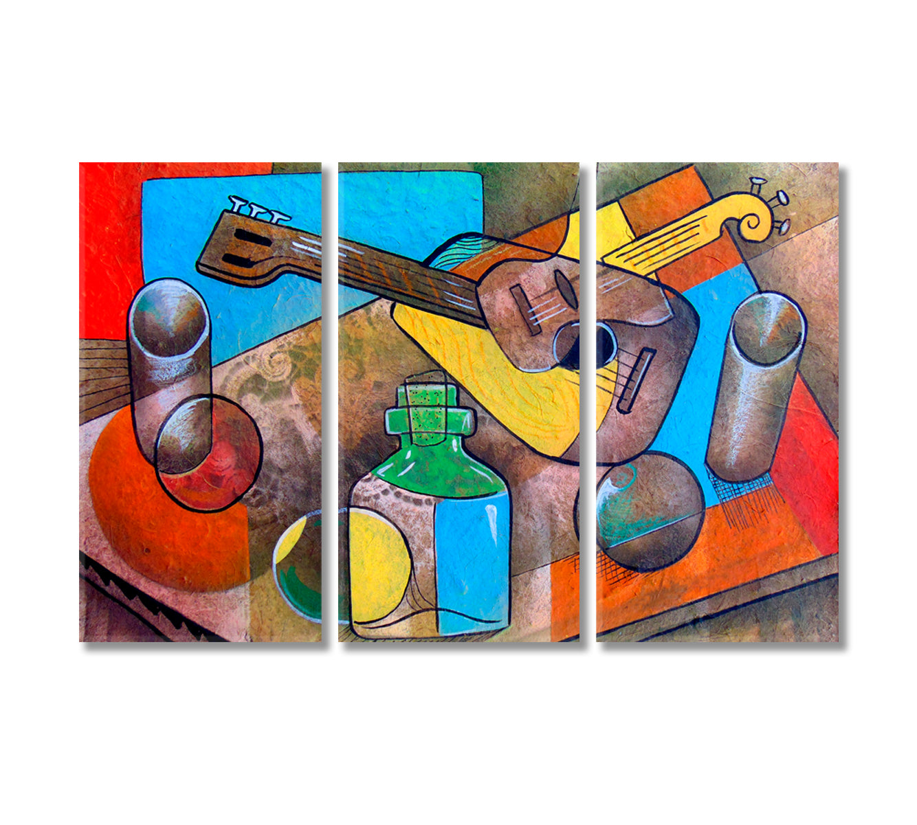 Cubism Still Life Painting Canvas Print-Canvas Print-CetArt-3 Panels-36x24 inches-CetArt