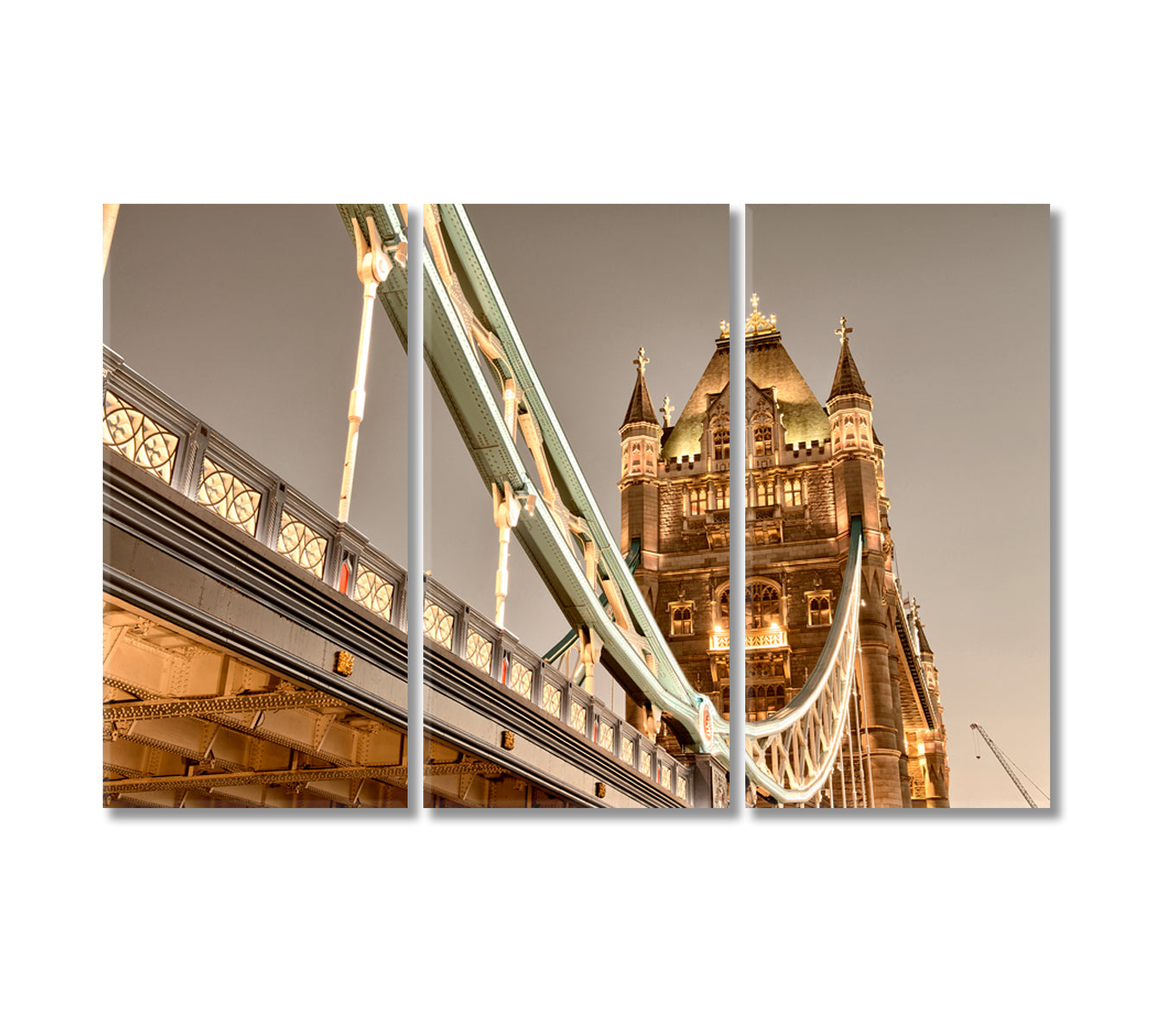 Famous Tower Bridge in Evening London Canvas Print-Canvas Print-CetArt-3 Panels-36x24 inches-CetArt