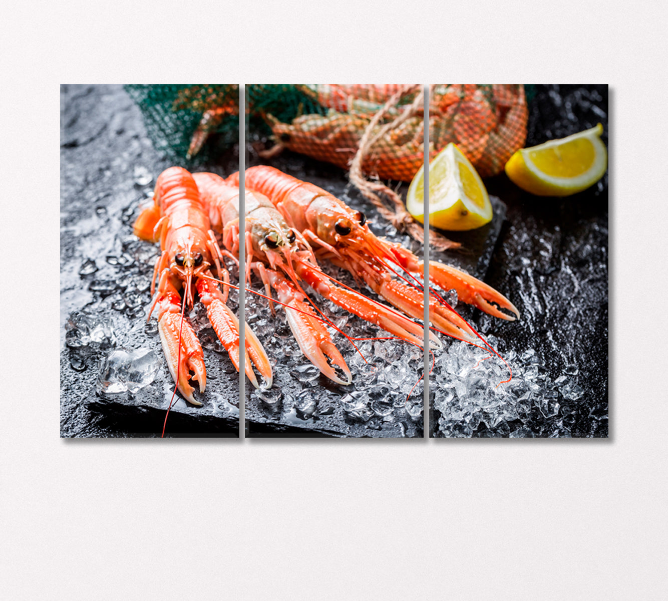 Fresh Langoustines on Crushed Ice Canvas Print-Canvas Print-CetArt-3 Panels-36x24 inches-CetArt