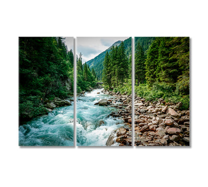 Krimml Waterfalls in High Tauern National Park Alps Nature Canvas Print-Canvas Print-CetArt-3 Panels-36x24 inches-CetArt