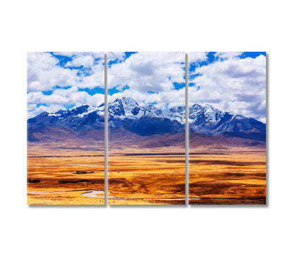 Cordillera Huayhuash Beautiful Mountains Landscapes Peru Canvas Print-Canvas Print-CetArt-3 Panels-36x24 inches-CetArt