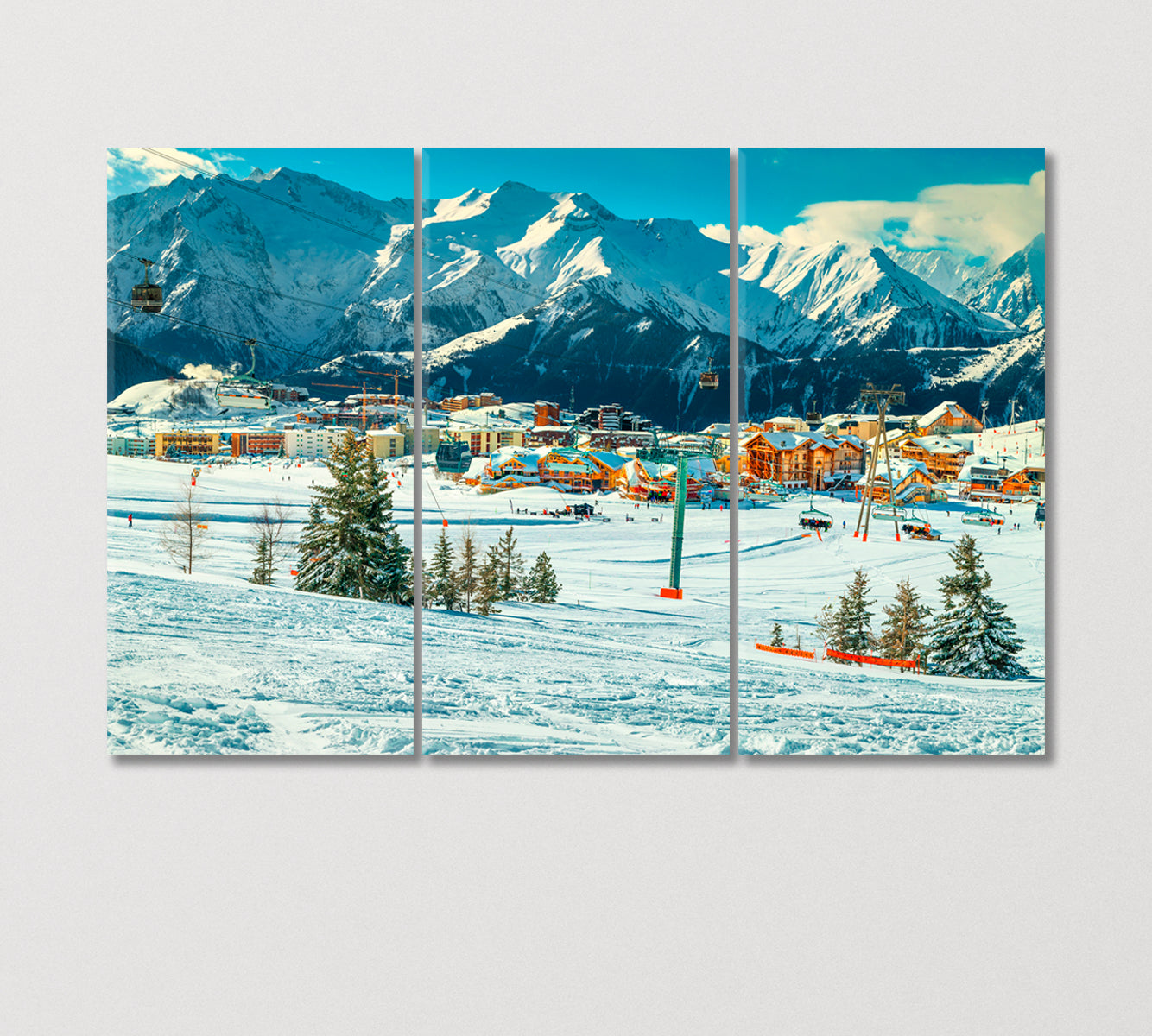 Ski Resort in French Alps Canvas Print-Canvas Print-CetArt-3 Panels-36x24 inches-CetArt