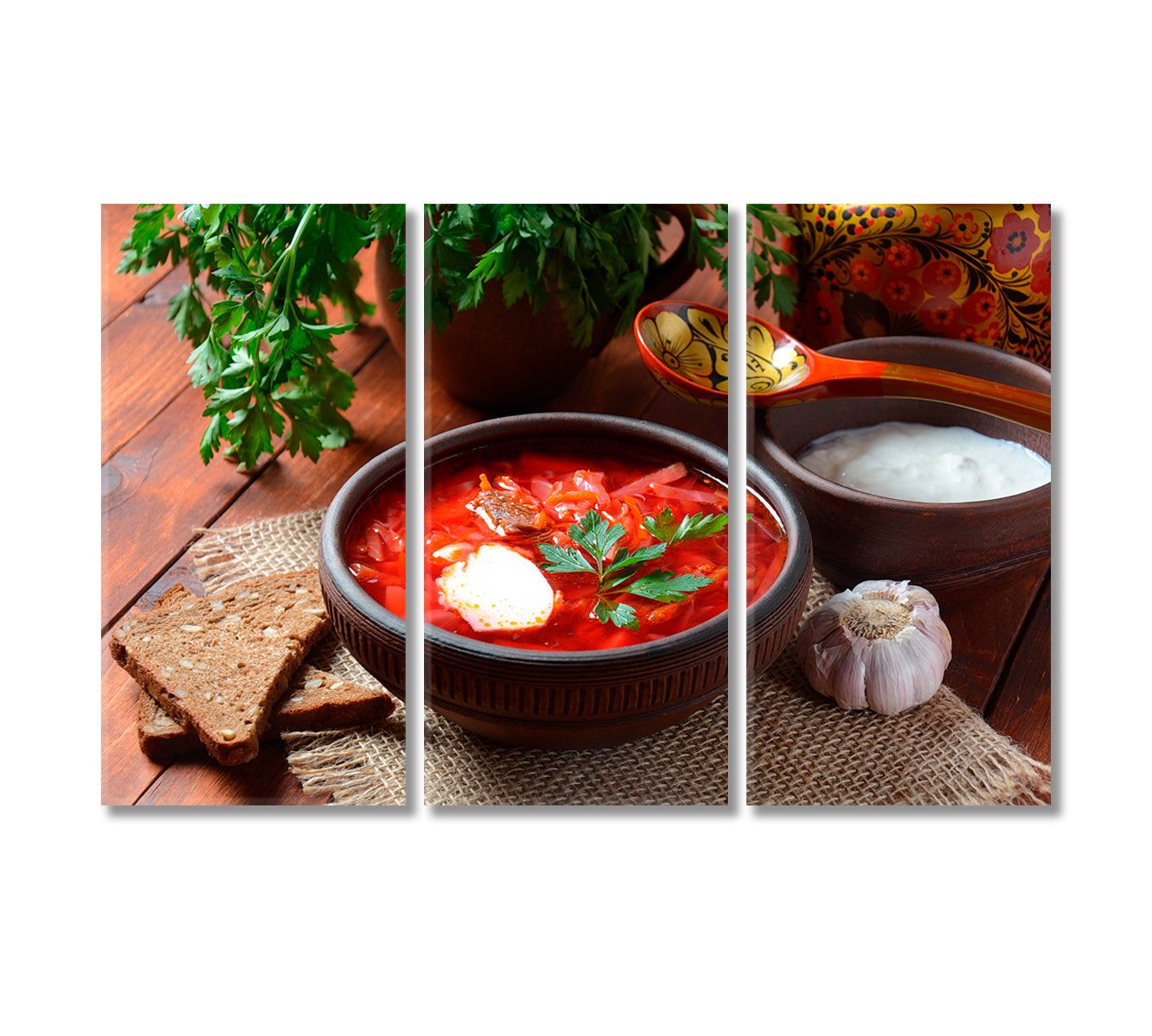 Traditional Ukrainian Red Borscht Soup Canvas Print-Canvas Print-CetArt-3 Panels-36x24 inches-CetArt