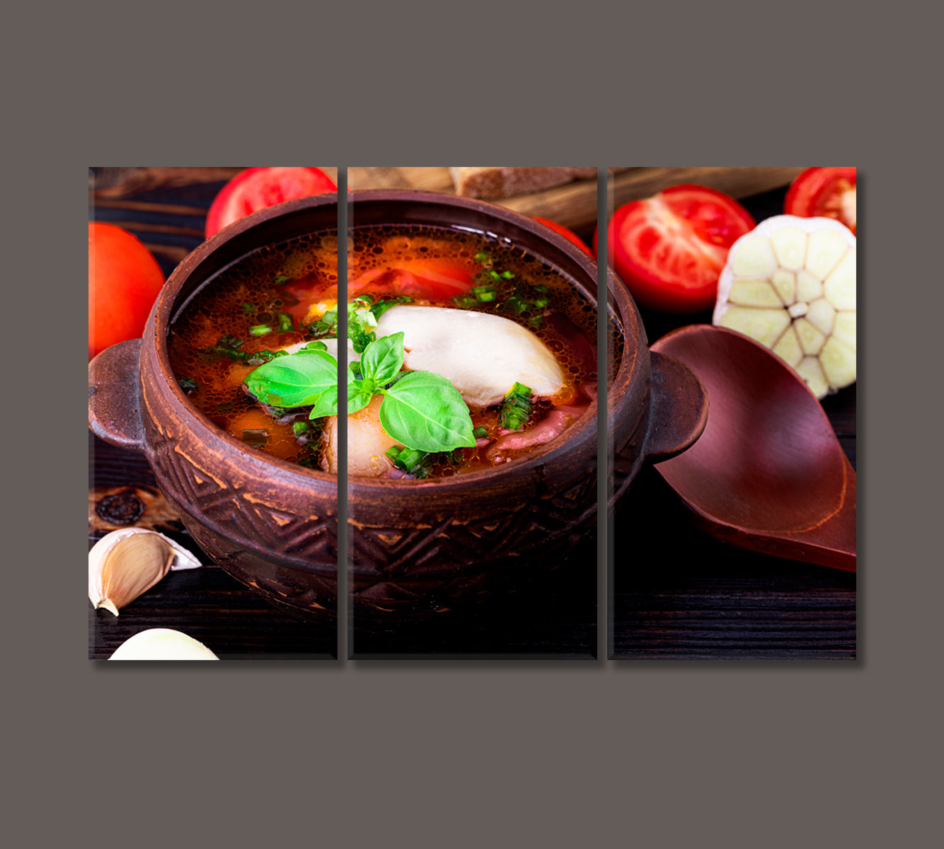 Red Borscht with Garlic Canvas Print-Canvas Print-CetArt-3 Panels-36x24 inches-CetArt