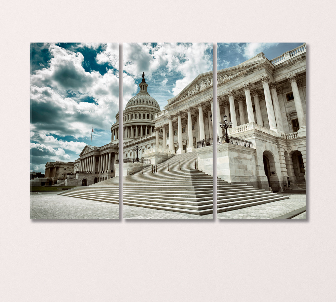 Capitol Building in Washington USA Canvas Print-Canvas Print-CetArt-3 Panels-36x24 inches-CetArt