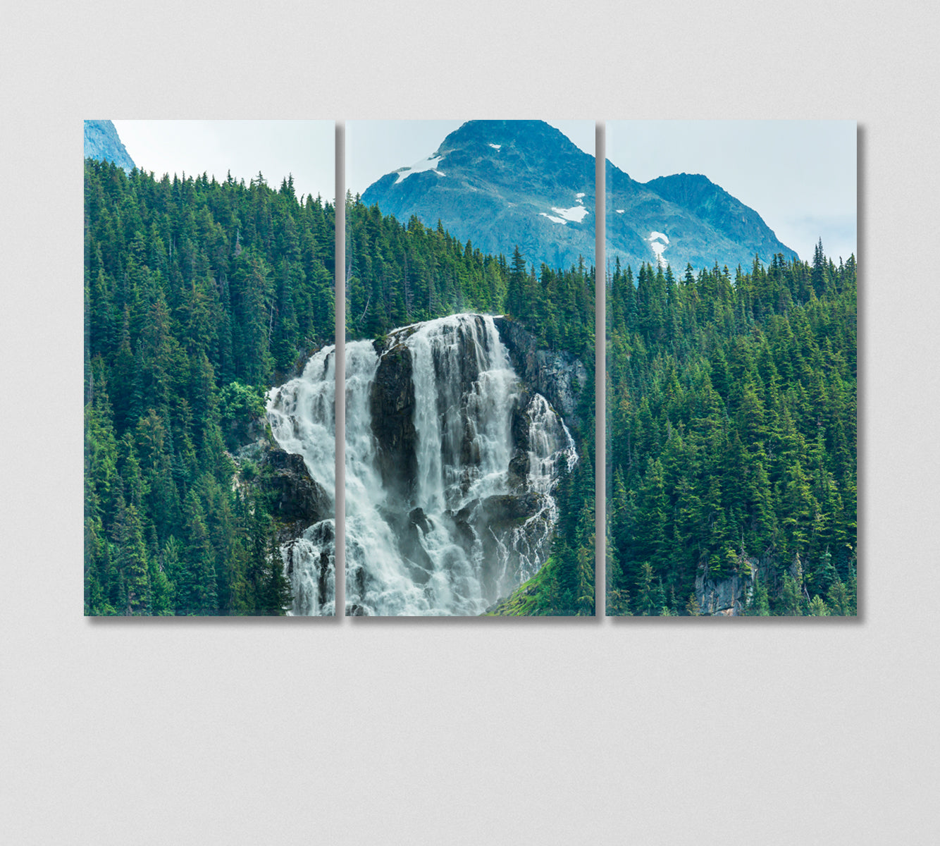 Impressive Waterfall in Canadian Mountains Canvas Print-Canvas Print-CetArt-3 Panels-36x24 inches-CetArt