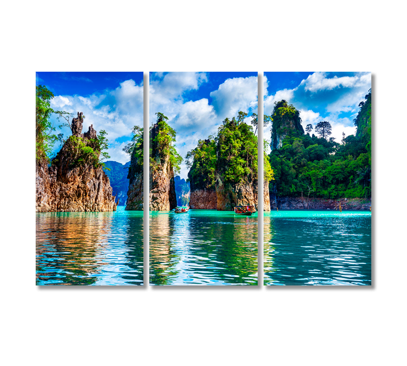 Beautiful Mountains at Khao Sok National Park Thailand Canvas Print-Canvas Print-CetArt-3 Panels-36x24 inches-CetArt