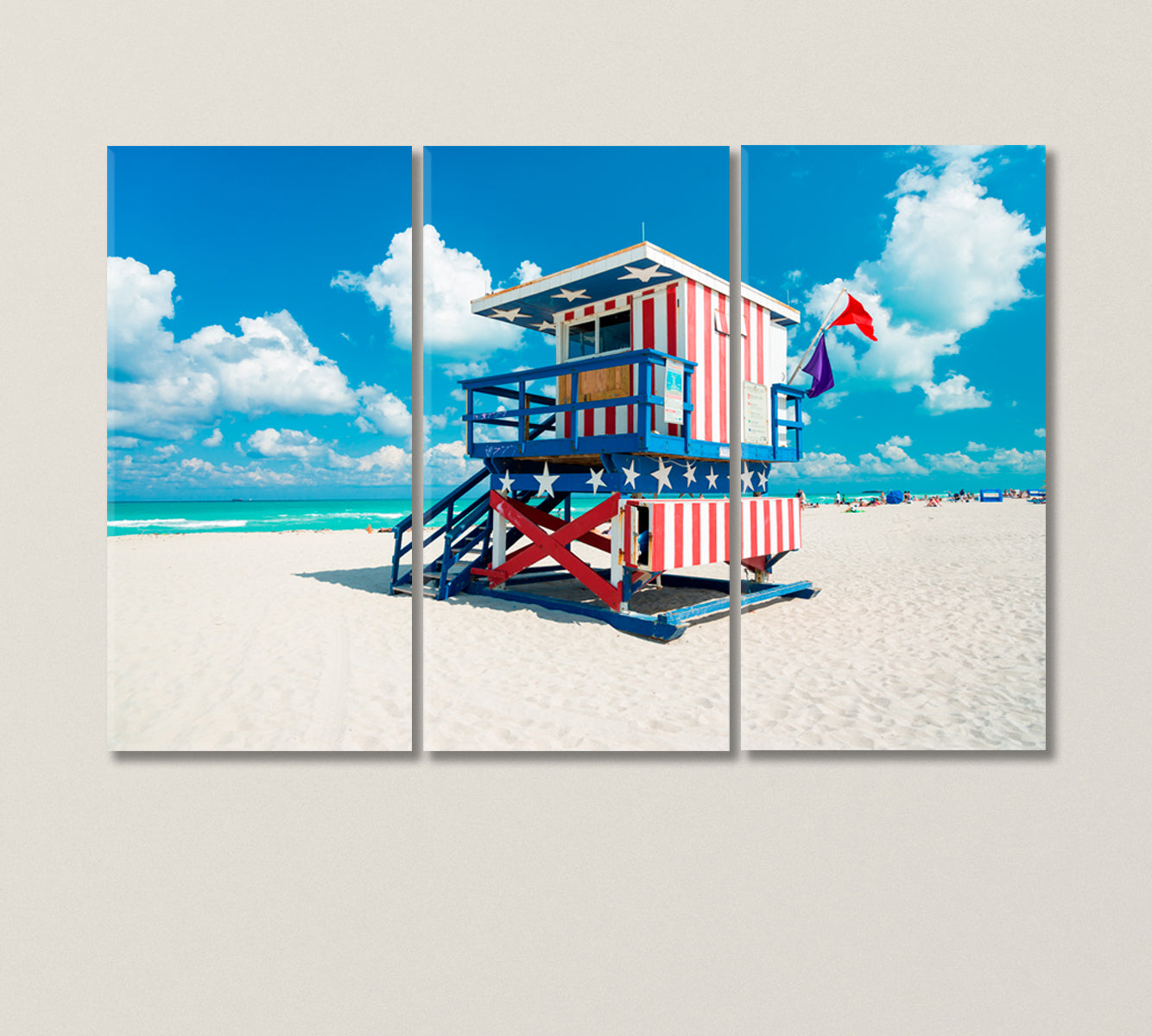 Rescue Tower an American Flag Design Canvas Print-Canvas Print-CetArt-3 Panels-36x24 inches-CetArt