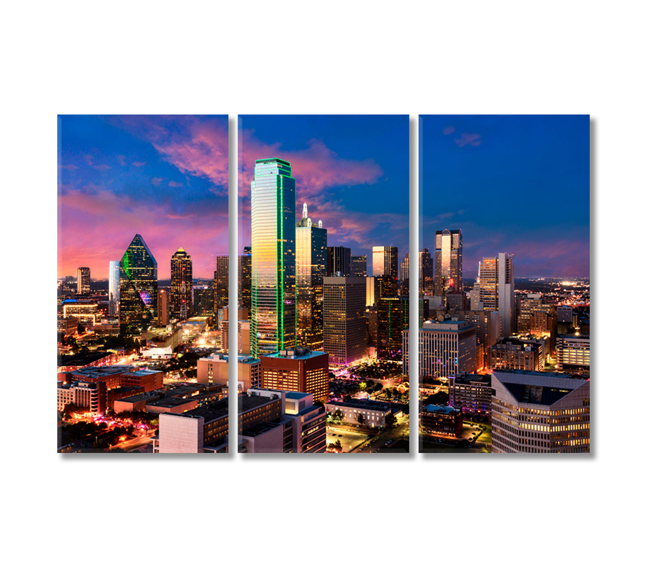 Beautiful Dallas City Skyline Texas Canvas Print-Canvas Print-CetArt-3 Panels-36x24 inches-CetArt