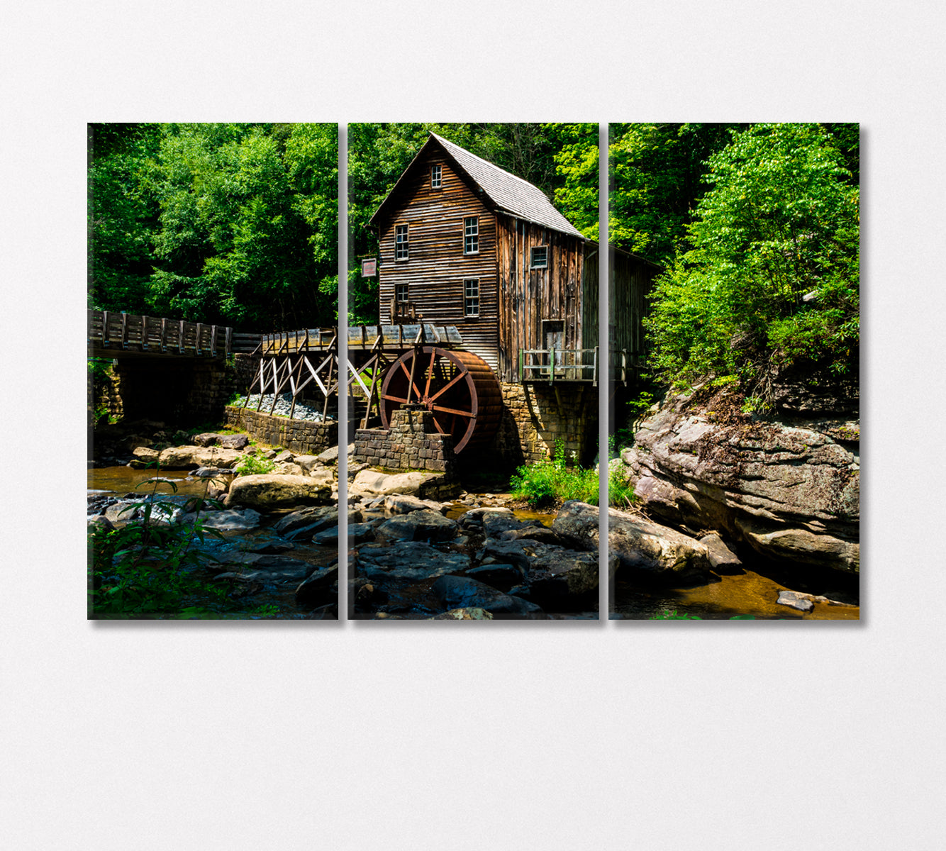 Glade Creek Grist Mill in Babcock State Park USA Canvas Print-Canvas Print-CetArt-3 Panels-36x24 inches-CetArt