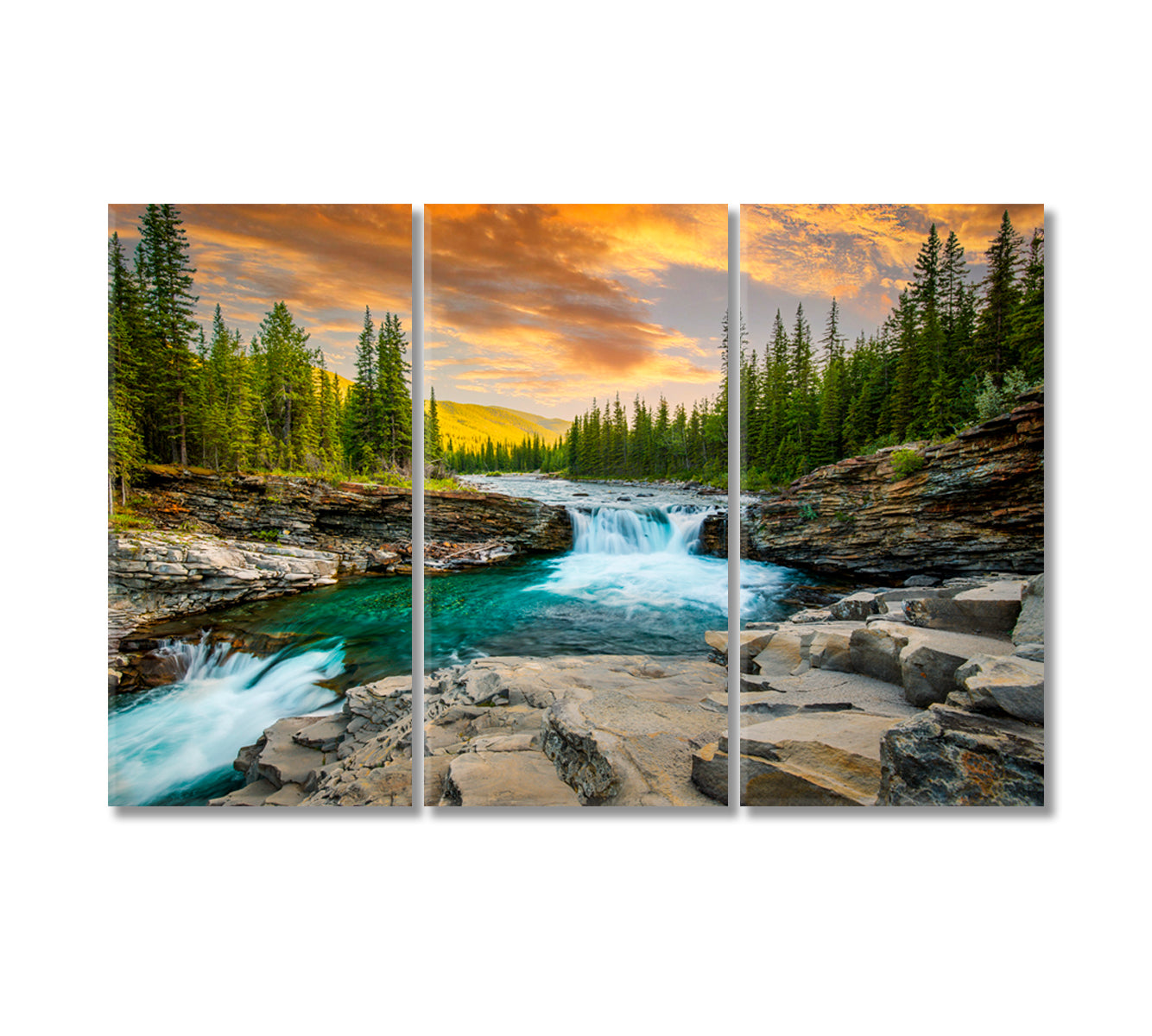 Sheep River Falls Alberta Canada Canvas Print-Canvas Print-CetArt-3 Panels-36x24 inches-CetArt