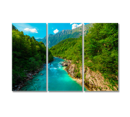 Soca River and Deep Gorge Kayaking Place Kobarid Slovenia Canvas Print-Canvas Print-CetArt-3 Panels-36x24 inches-CetArt