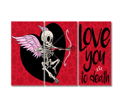 Valentine's Day Art Skeleton Cupid Canvas Print-Canvas Print-CetArt-3 Panels-36x24 inches-CetArt