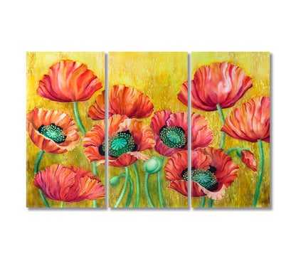 Poppy Canvas Print-Canvas Print-CetArt-3 Panels-36x24 inches-CetArt