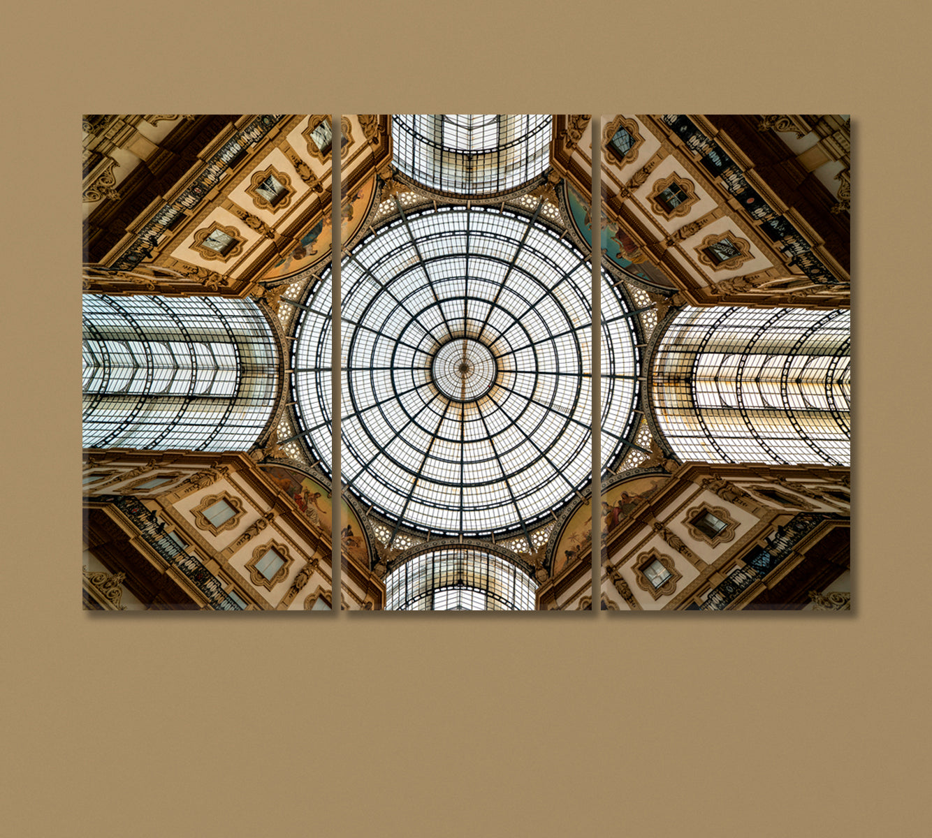 Vittorio Emanuele Gallery Ceiling in Milan Canvas Print-Canvas Print-CetArt-3 Panels-36x24 inches-CetArt