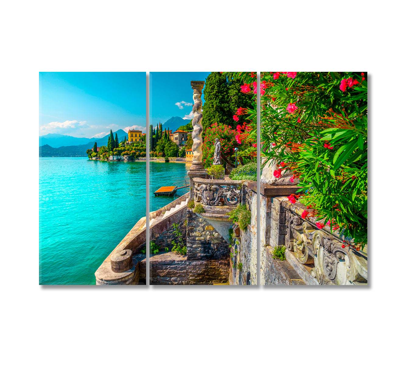 Villa Monastero and Lake Como Italy Canvas Print-Canvas Print-CetArt-3 Panels-36x24 inches-CetArt