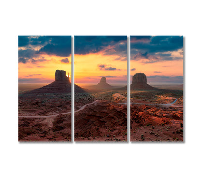 Monument Valley at Sunrise Arizona Utah USA Canvas Print-Canvas Print-CetArt-3 Panels-36x24 inches-CetArt