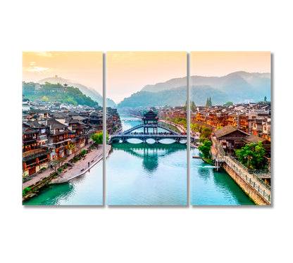 Phoenix Town Hunan China Canvas Print-Canvas Print-CetArt-3 Panels-36x24 inches-CetArt