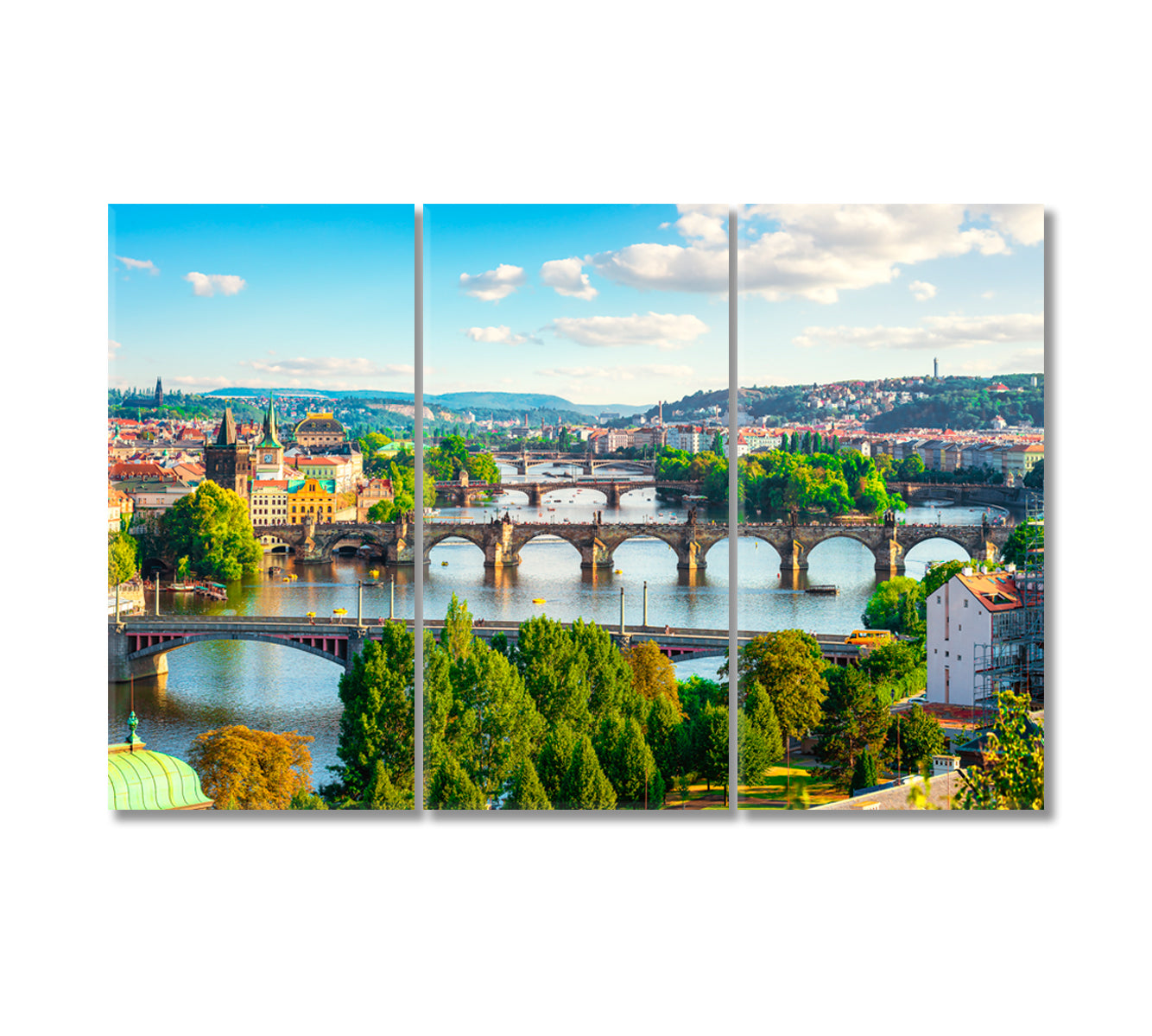 Prague Bridges Canvas Print-Canvas Print-CetArt-3 Panels-36x24 inches-CetArt