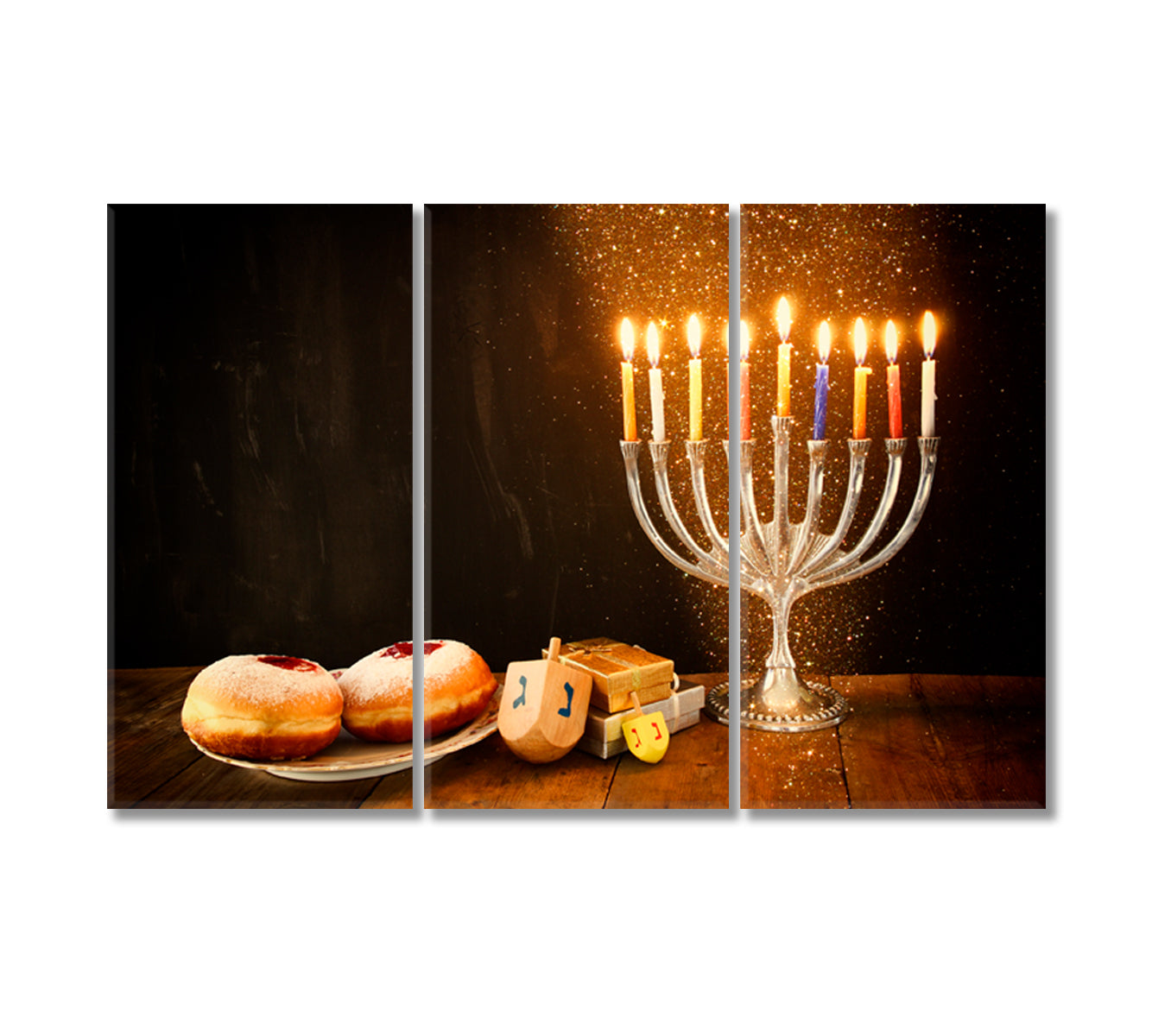 Hanukkah Menorahs Canvas Print-Canvas Print-CetArt-3 Panels-36x24 inches-CetArt