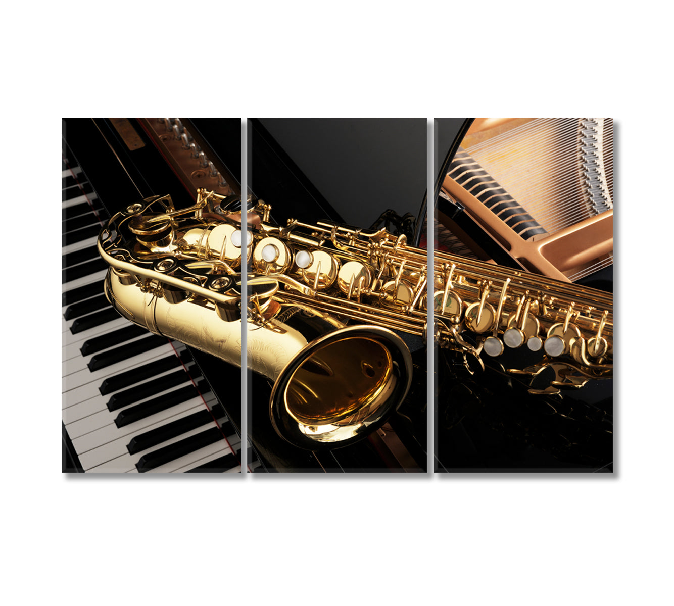 Alto Saxophone on Piano Canvas Print-Canvas Print-CetArt-3 Panels-36x24 inches-CetArt