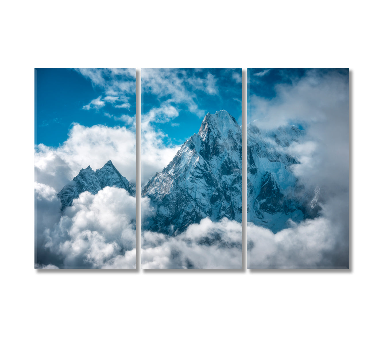 Mount Manaslu with Snowy Peak in Clouds Nepal Canvas Print-Canvas Print-CetArt-3 Panels-36x24 inches-CetArt