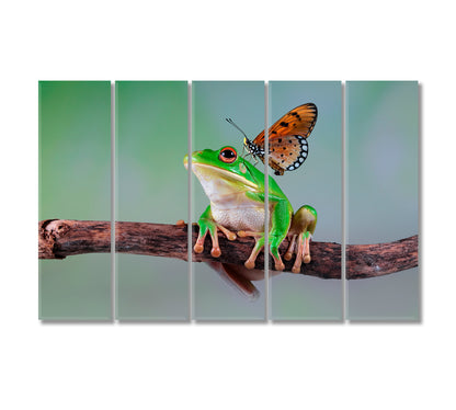 Cute Frog with Butterfly Canvas Print-Canvas Print-CetArt-5 Panels-36x24 inches-CetArt