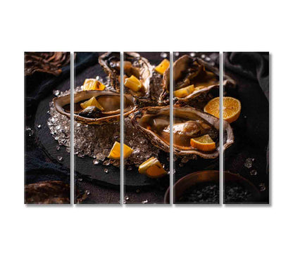 Oysters with Ice and Lemon Canvas Print-Canvas Print-CetArt-5 Panels-36x24 inches-CetArt