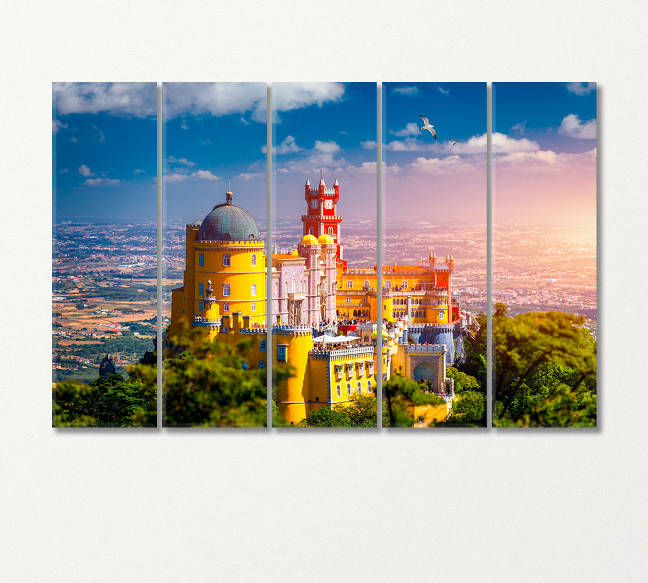 Panoramic View of Pena Palace Portugal Canvas Print-Canvas Print-CetArt-5 Panels-36x24 inches-CetArt