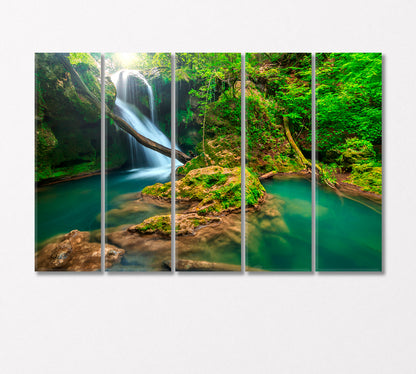 Vaioaga Falls in Beusnita National Park Romania Canvas Print-Canvas Print-CetArt-5 Panels-36x24 inches-CetArt