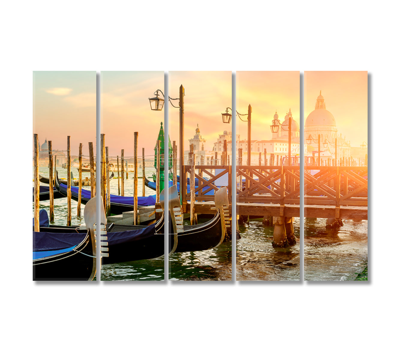 Gondolas in Grand Canal Venice Italy Canvas Print-Canvas Print-CetArt-5 Panels-36x24 inches-CetArt