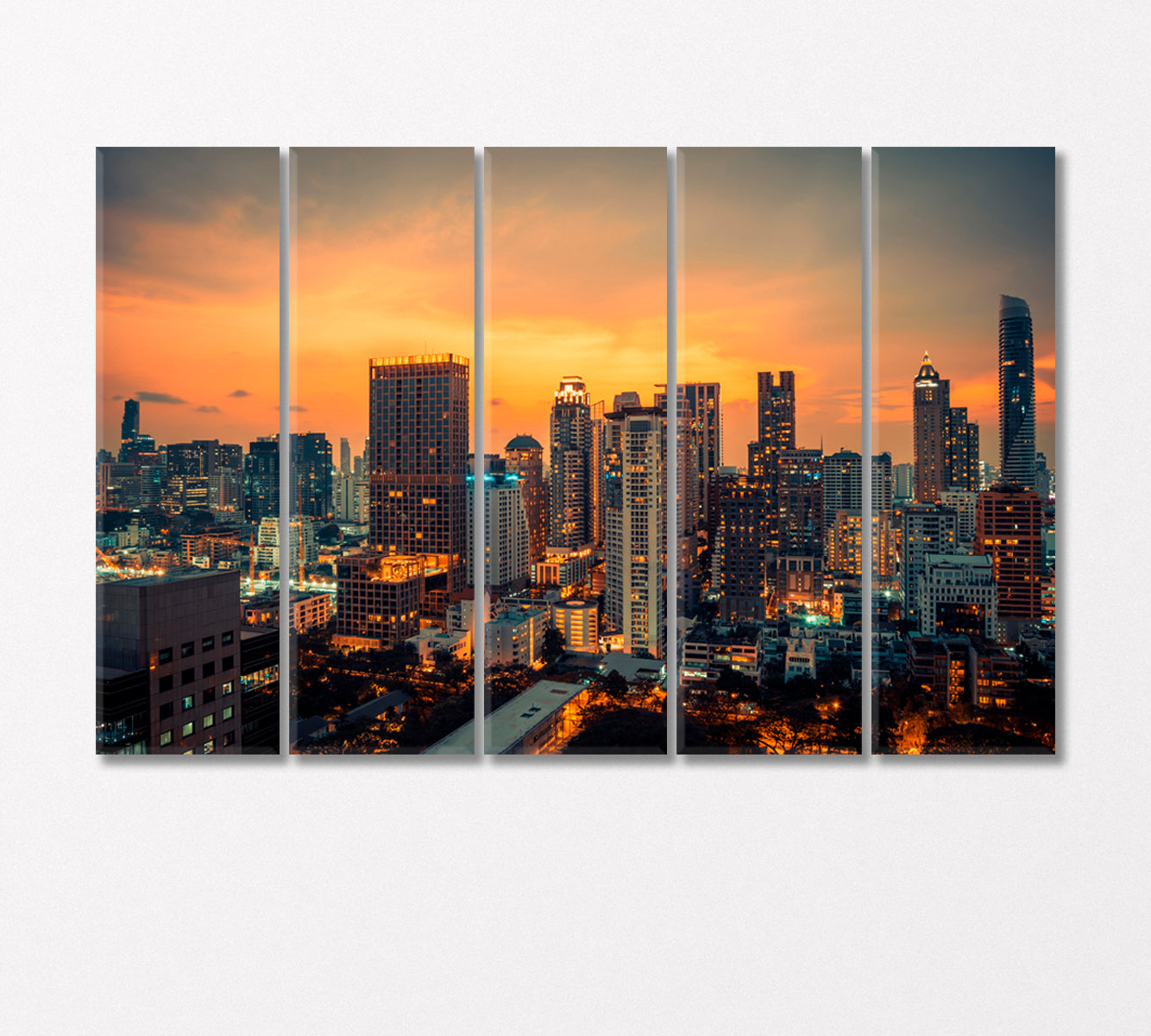 Bangkok City Center Downtown Skyline Canvas Print-Canvas Print-CetArt-5 Panels-36x24 inches-CetArt