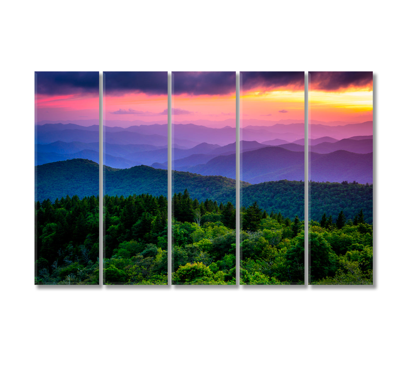 Sunset from Cowee Mountains North Carolina Canvas Print-Canvas Print-CetArt-5 Panels-36x24 inches-CetArt