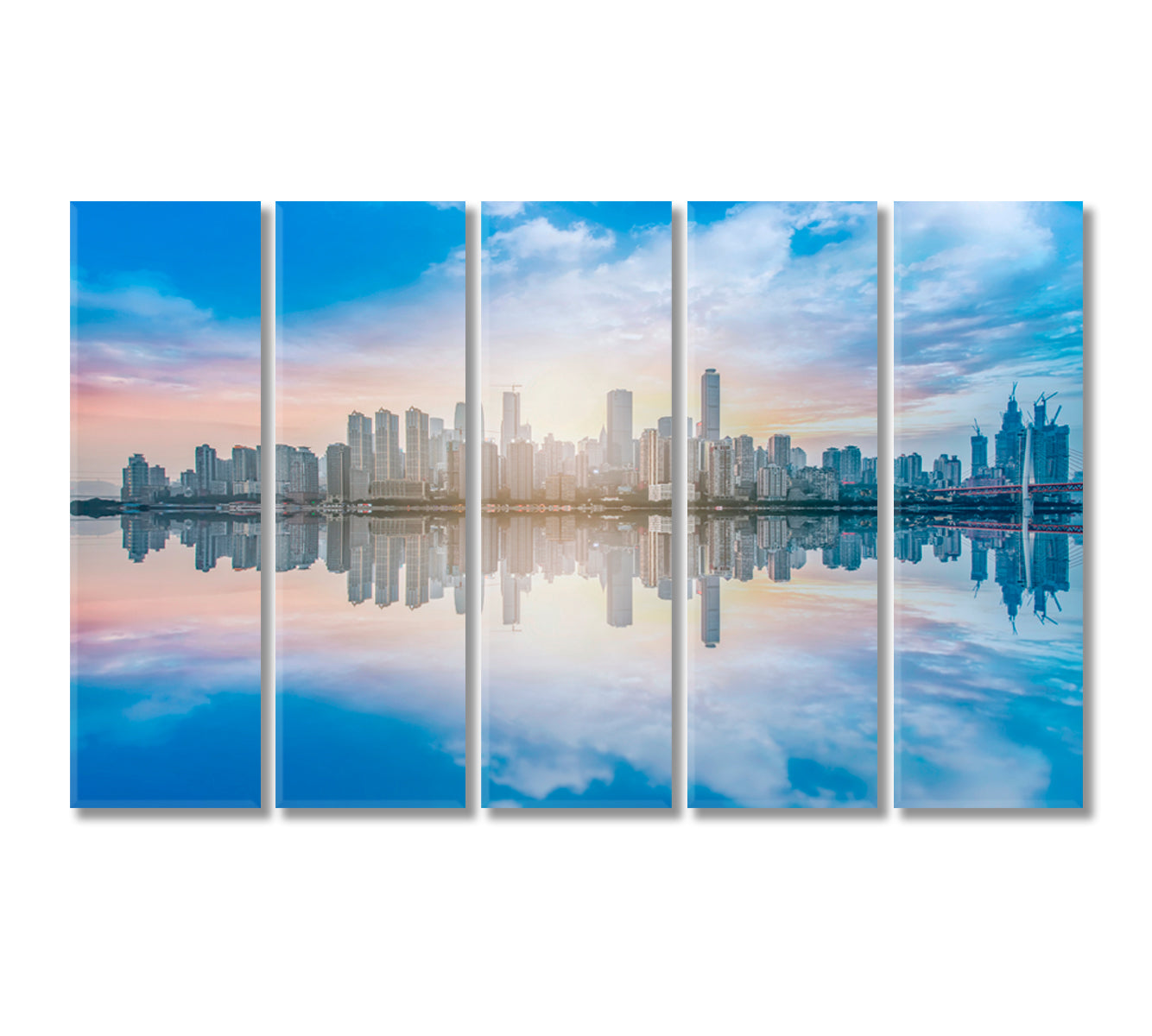 Urban City Skyline Canvas Print-Canvas Print-CetArt-5 Panels-36x24 inches-CetArt