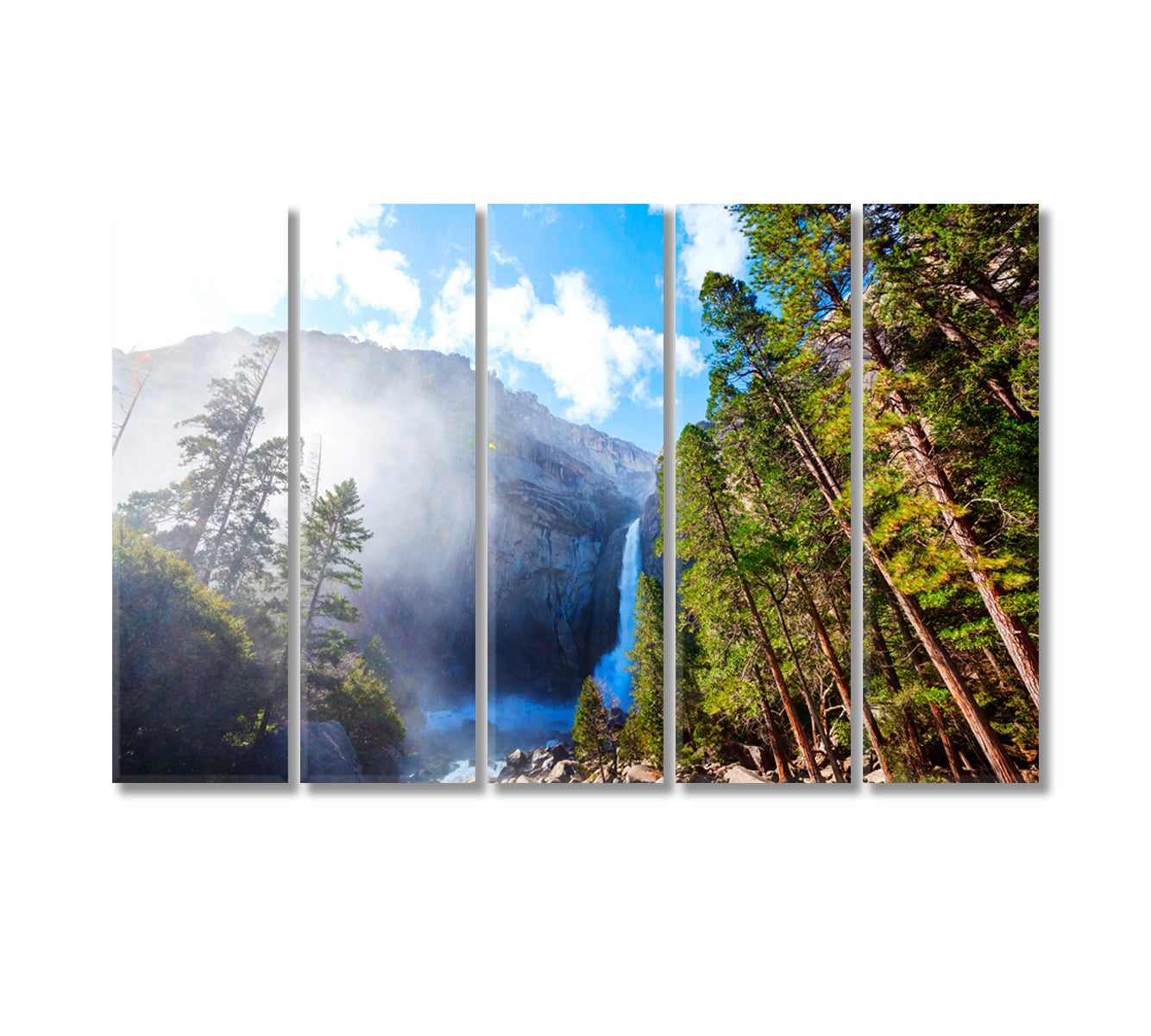 Waterfalls in Yosemite National Park California Canvas Print-Canvas Print-CetArt-5 Panels-36x24 inches-CetArt