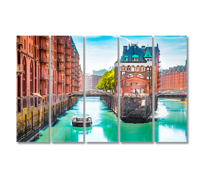 Speicherstadt Hamburg Germany Canvas Print-Canvas Print-CetArt-5 Panels-36x24 inches-CetArt