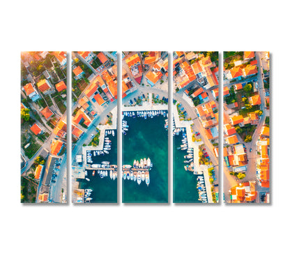 Boats and Yachts in Port Canvas Print-Canvas Print-CetArt-5 Panels-36x24 inches-CetArt