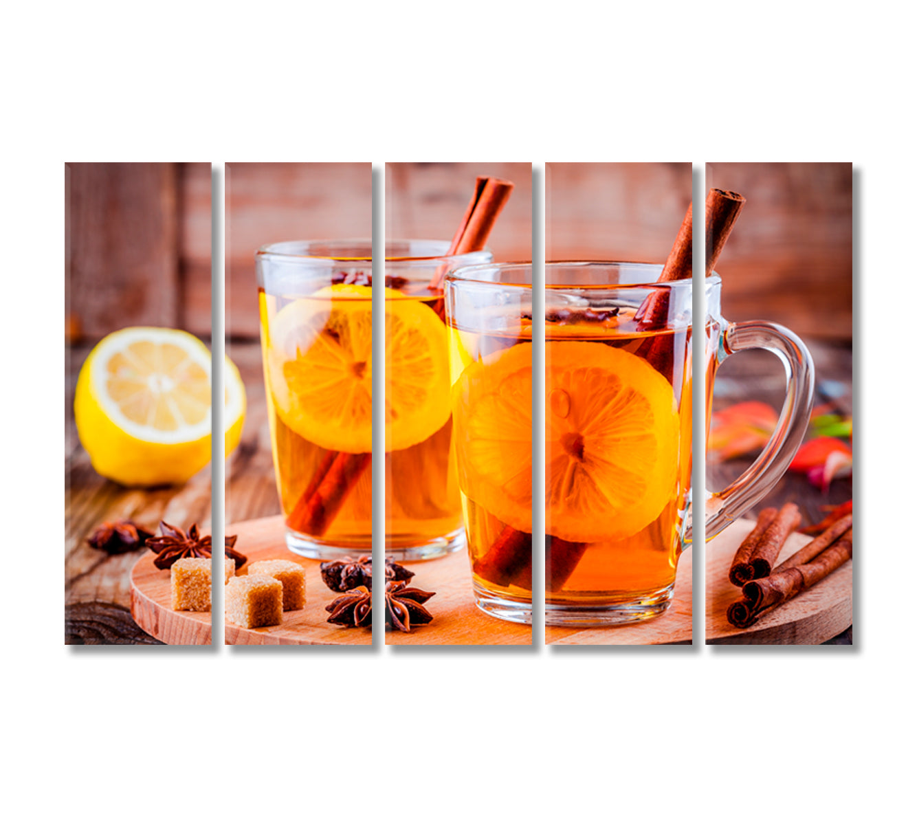 Tea with Lemon and Cinnamon Canvas Print-Canvas Print-CetArt-5 Panels-36x24 inches-CetArt