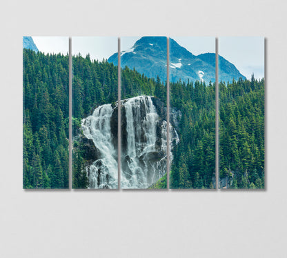 Impressive Waterfall in Canadian Mountains Canvas Print-Canvas Print-CetArt-5 Panels-36x24 inches-CetArt