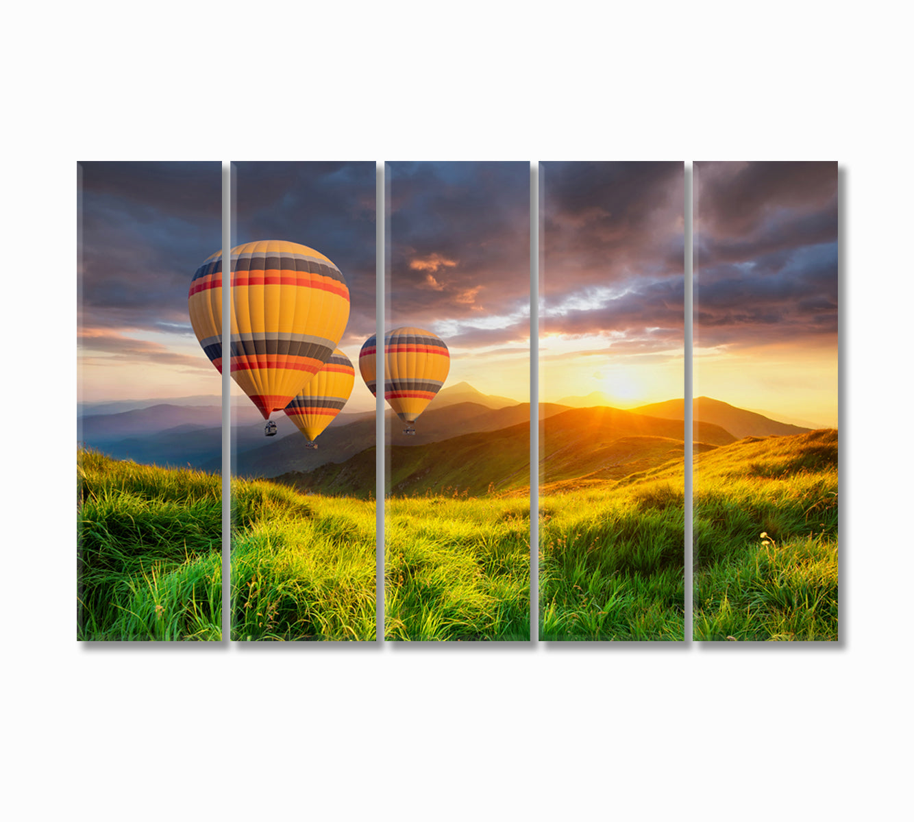 Air Balloons above Mountains Canvas Print-Canvas Print-CetArt-5 Panels-36x24 inches-CetArt