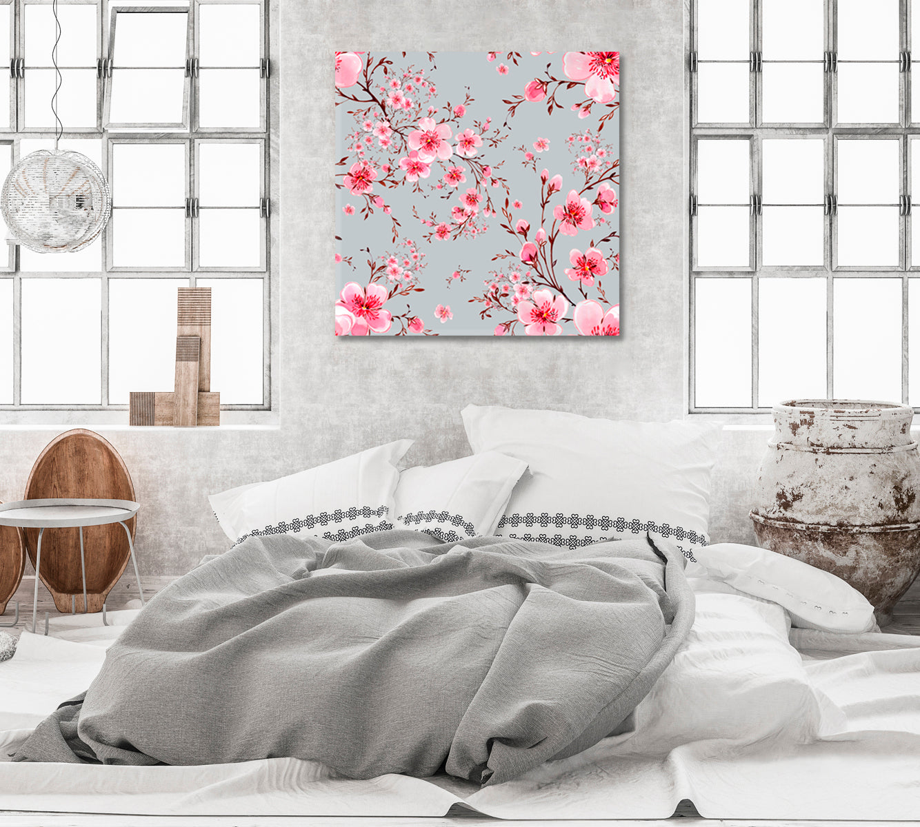 Abstract Beautiful Pink Flowers Canvas Print-Canvas Print-CetArt-1 panel-12x12 inches-CetArt