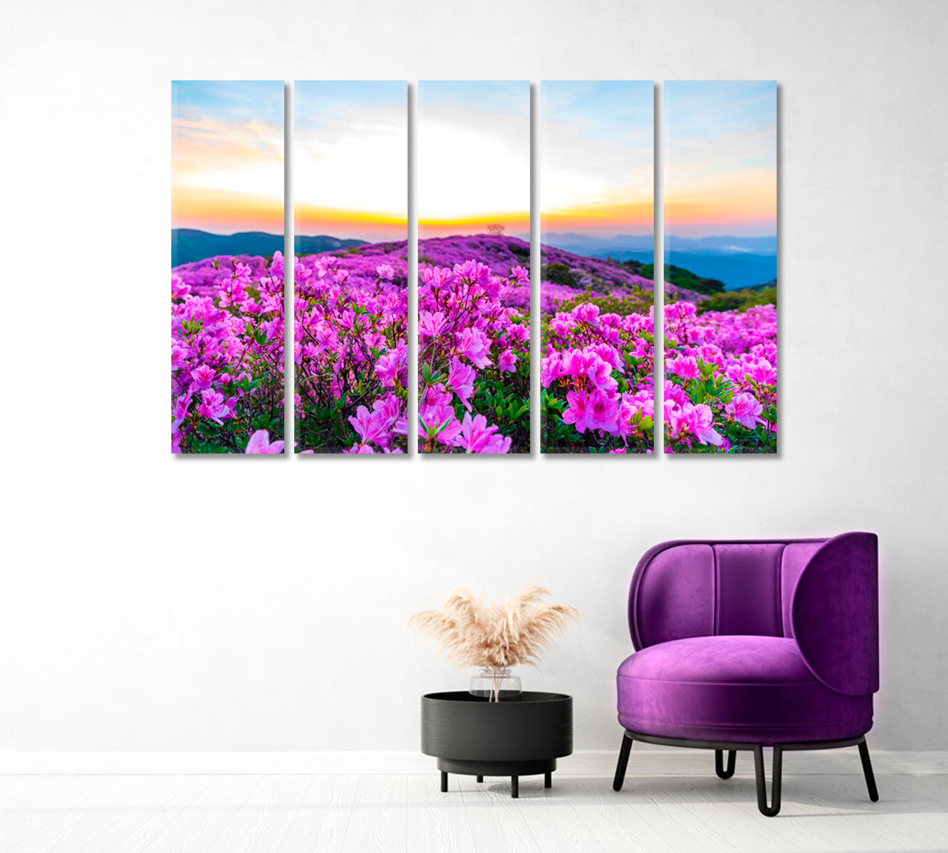 Pink Azalea Blossoms on Hwangmaesan Mountain Korea Canvas Print-Canvas Print-CetArt-1 Panel-24x16 inches-CetArt