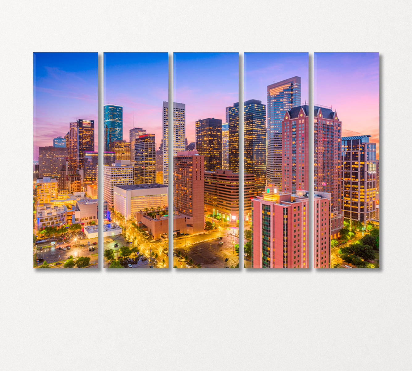 Houston Skyscrapers USA Canvas Print-Canvas Print-CetArt-5 Panels-36x24 inches-CetArt