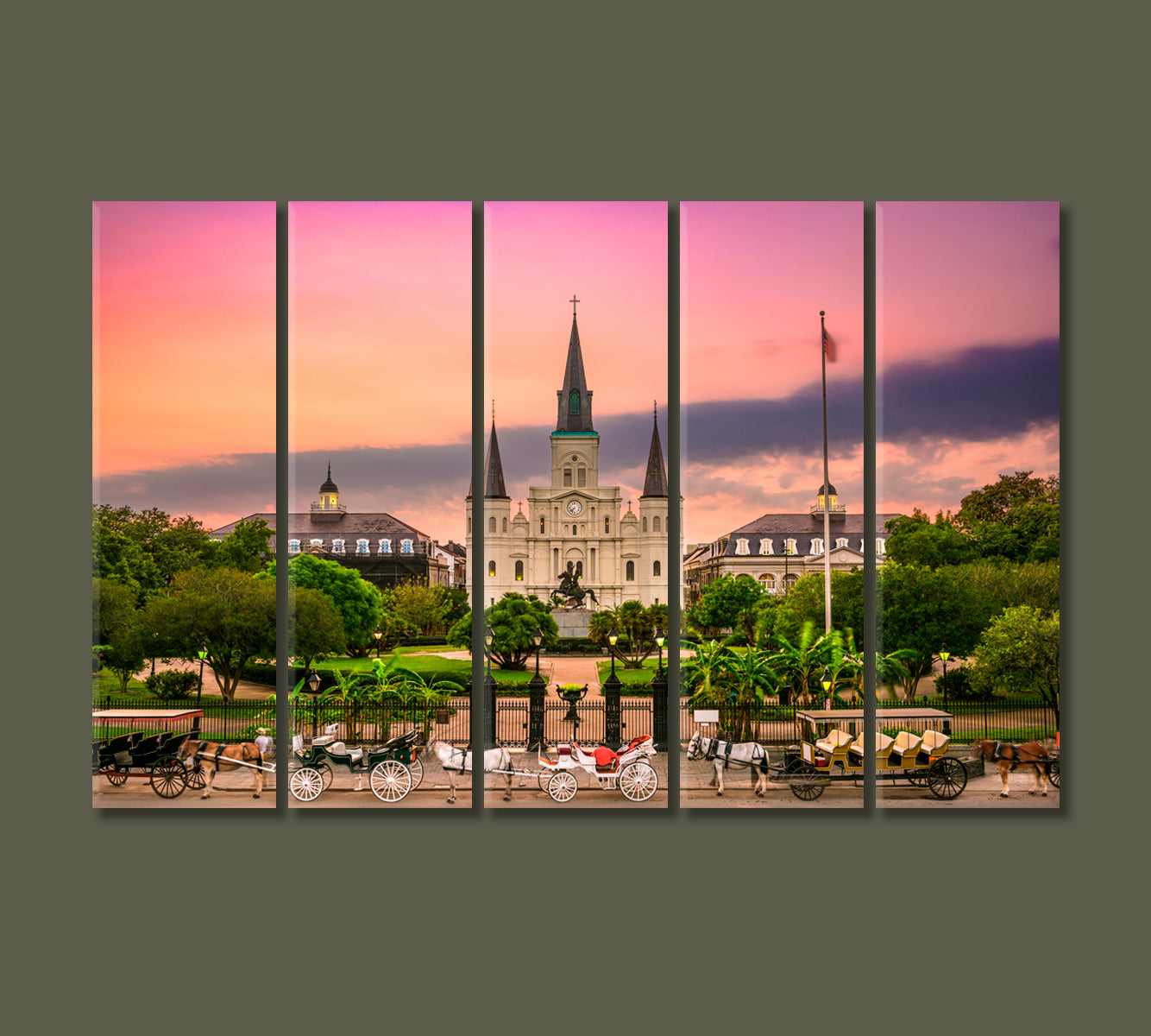 St Louis Cathedral at Night Louisiana USA Canvas Print-Canvas Print-CetArt-5 Panels-36x24 inches-CetArt