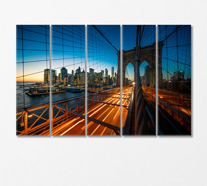 Brooklyn Bridge New York USA Canvas Print-Canvas Print-CetArt-5 Panels-36x24 inches-CetArt