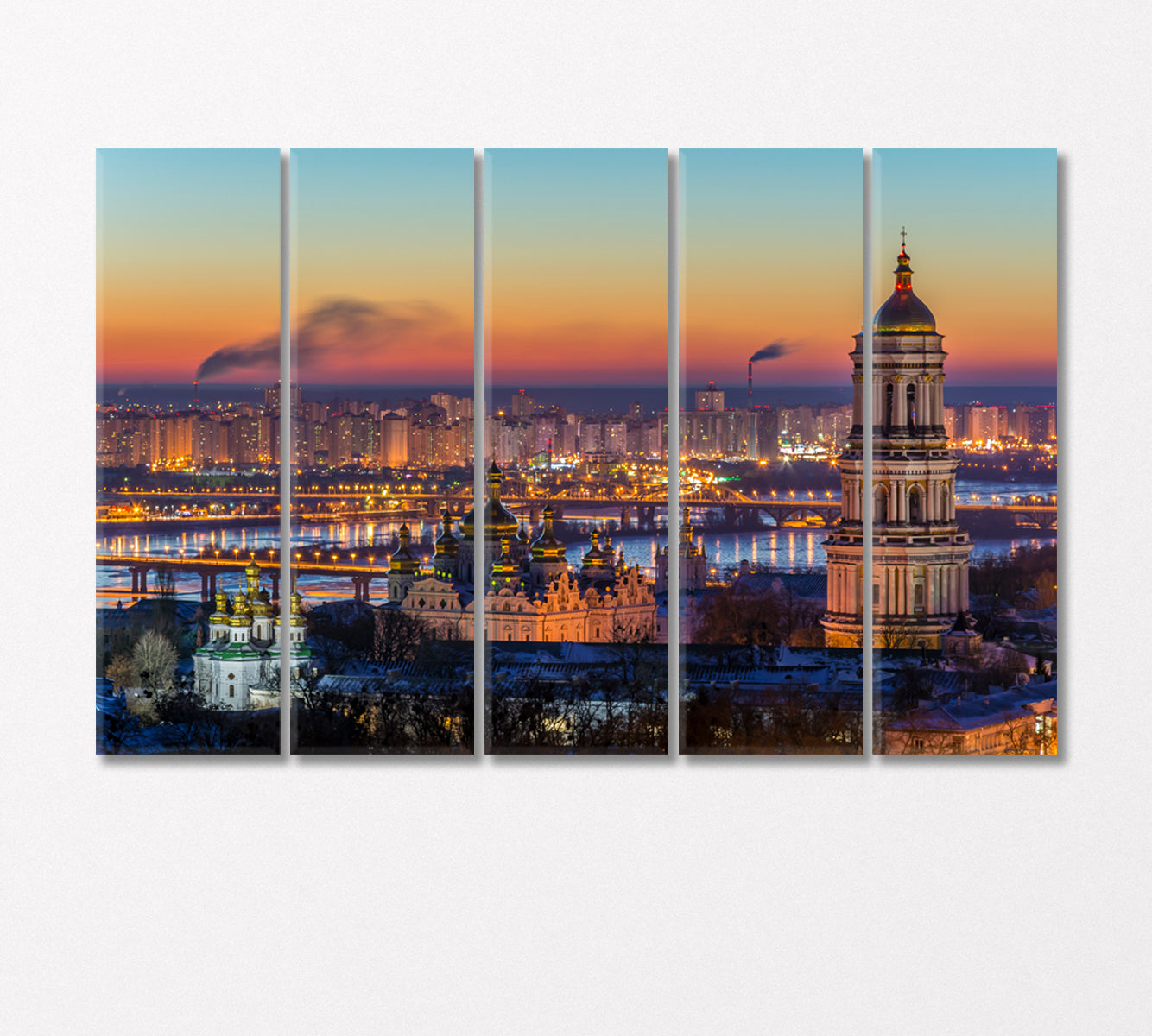 Sunrise over Kiev Pechersk Lavra Ukraine Canvas Print-Canvas Print-CetArt-5 Panels-36x24 inches-CetArt