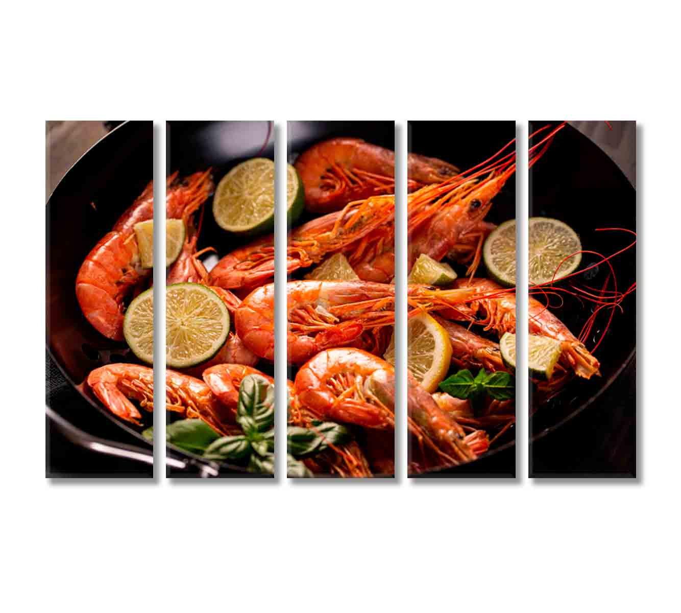 King Prawns with Lemon Canvas Print-Canvas Print-CetArt-5 Panels-36x24 inches-CetArt