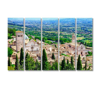 Medieval Assisi Town Umbria Italy Canvas Print-Canvas Print-CetArt-5 Panels-36x24 inches-CetArt