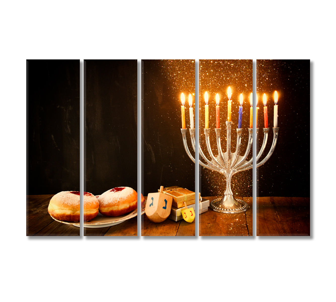 Hanukkah Menorahs Canvas Print-Canvas Print-CetArt-5 Panels-36x24 inches-CetArt