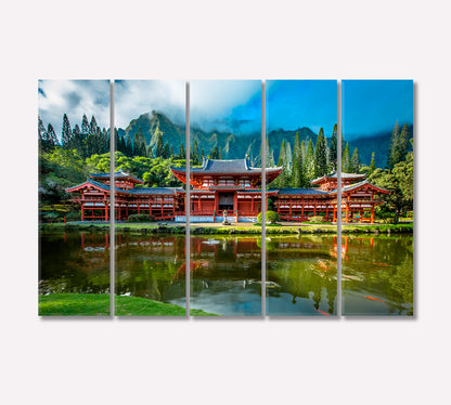 Bedo In Temple at Uji City Japan Canvas Print-Canvas Print-CetArt-5 Panels-36x24 inches-CetArt